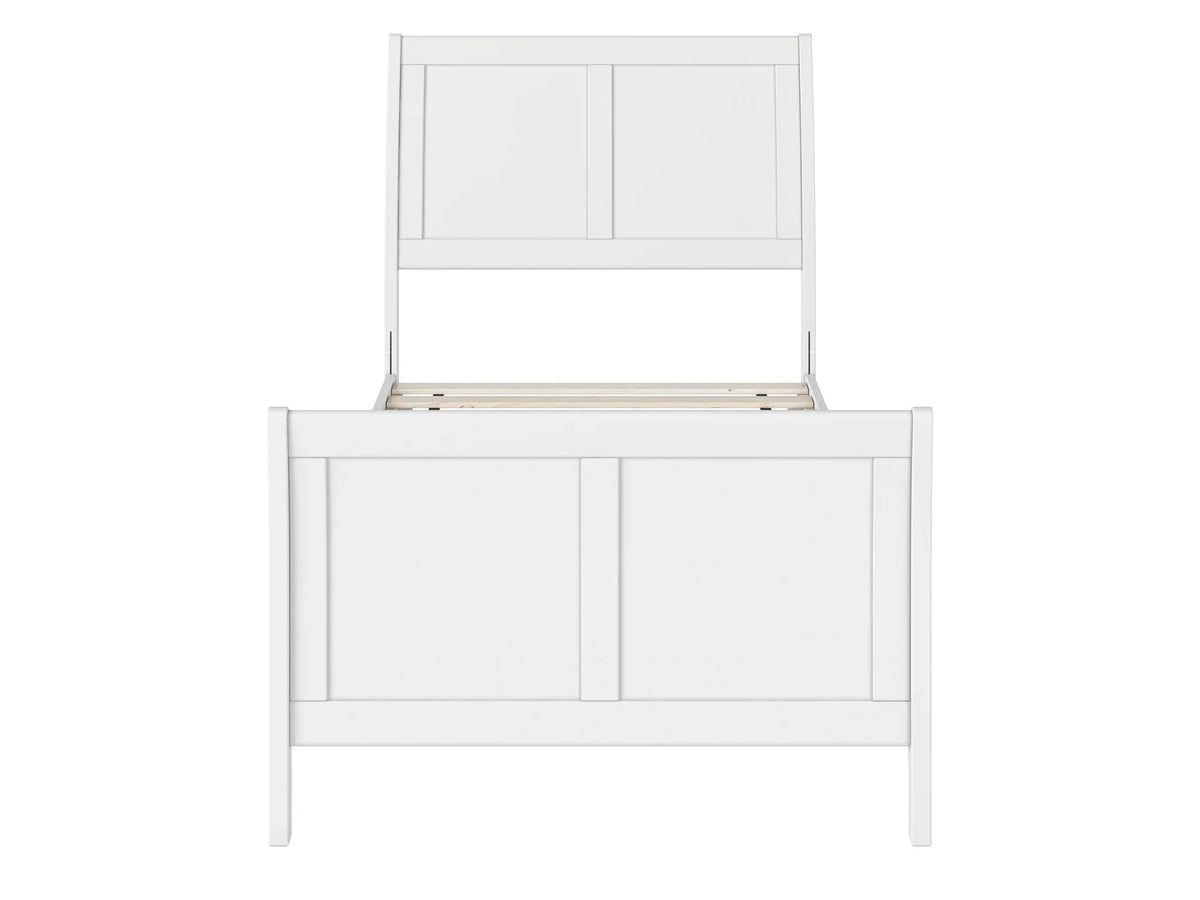 AFI Valencia Twin Wood Low Profile Sleigh Platform Bed With Matching Footboard, White