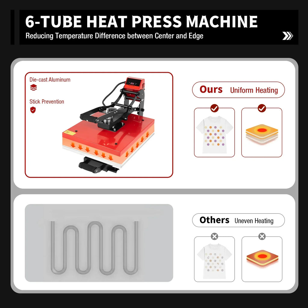 16 in x 20 in Clamshell Semi-Auto Open Heat Press Machine With Slide-Out Function