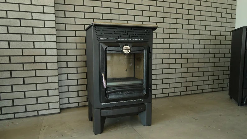 Indoor Wood Burning Cooking Stove 57cm x 55,5cm x 99,5cm, Matte Black - Stove 315