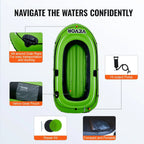 SKYSHALO 2-Person PVC Inflatable Boat With Aluminum Oars And Pump