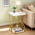 Console Table With Faux Marble MDF Top And Gold Metal Frame
