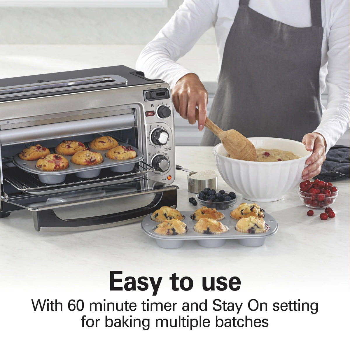 Hamilton Beach 2-in-1 Countertop Toaster Oven And Long Slot 2 Slice Toaster Combo - Stainless Steel