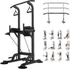 Tappio Power Tower Dip Bar Station Pull Up Bar Stand With Backrest, 400lb Capacity