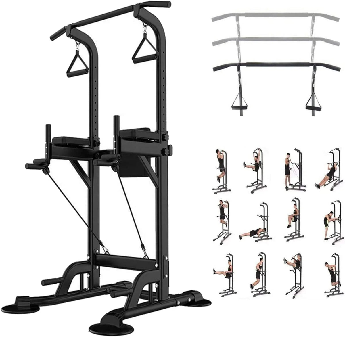 Tappio Power Tower Dip Bar Station Pull Up Bar Stand With Backrest, 400lb Capacity