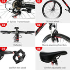 CamPingSurvivals 26 in Lightweight Explorer Mountain Bike, 21-Speed, Red/Black