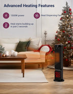 DELLA 26 in 1500W PTC Ceramic Tower Space Heater With 3D Flame, Black
