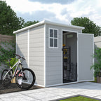 Seizeen Resin Outdoor Storage Shed With Floor, Light Gray, 82 in H