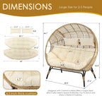 NICESOUL Double Egg Wicker Loveseat Chair, 2 Person, Beige