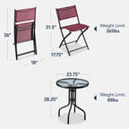 Best Choice Products 3-Piece Patio Bistro Dining Set With Glass Tabletop And Folding Chairs - Gray