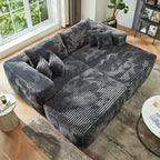 HOOOWOOO Plush L-Shaped Sectional Sofa With Removable Ottoman, 3-Piece, 80L x 69.3W x 35.4H x 59D