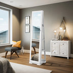 Dextrus Rotating Jewelry Armoire With Full Length Mirror, White