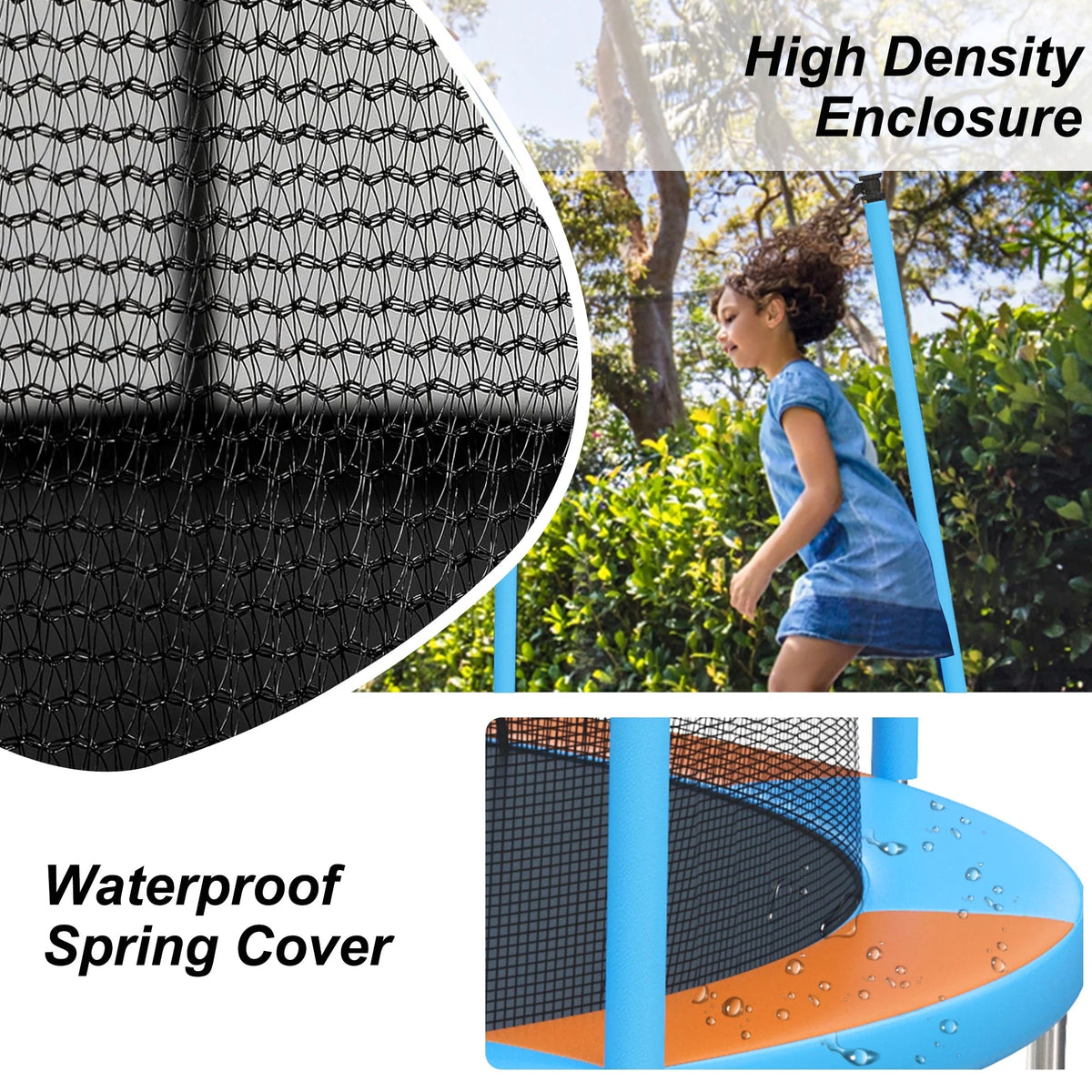SHINPT 14ft Outdoor Trampoline With Safety Net, Basketball Hoop And Ladder
