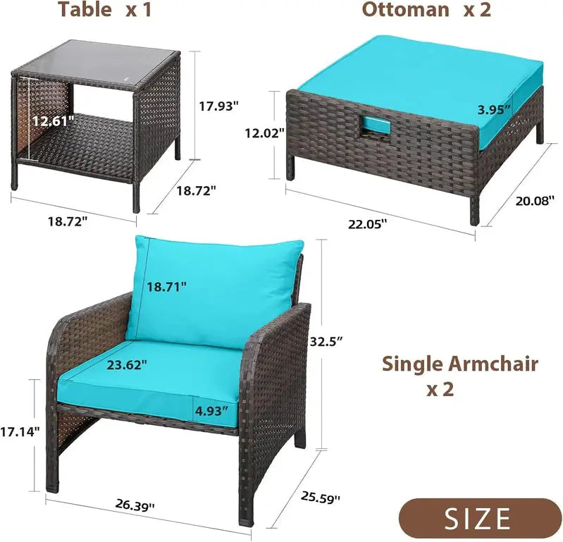 Leveleve 5-Piece Balcony Patio Conversation Set