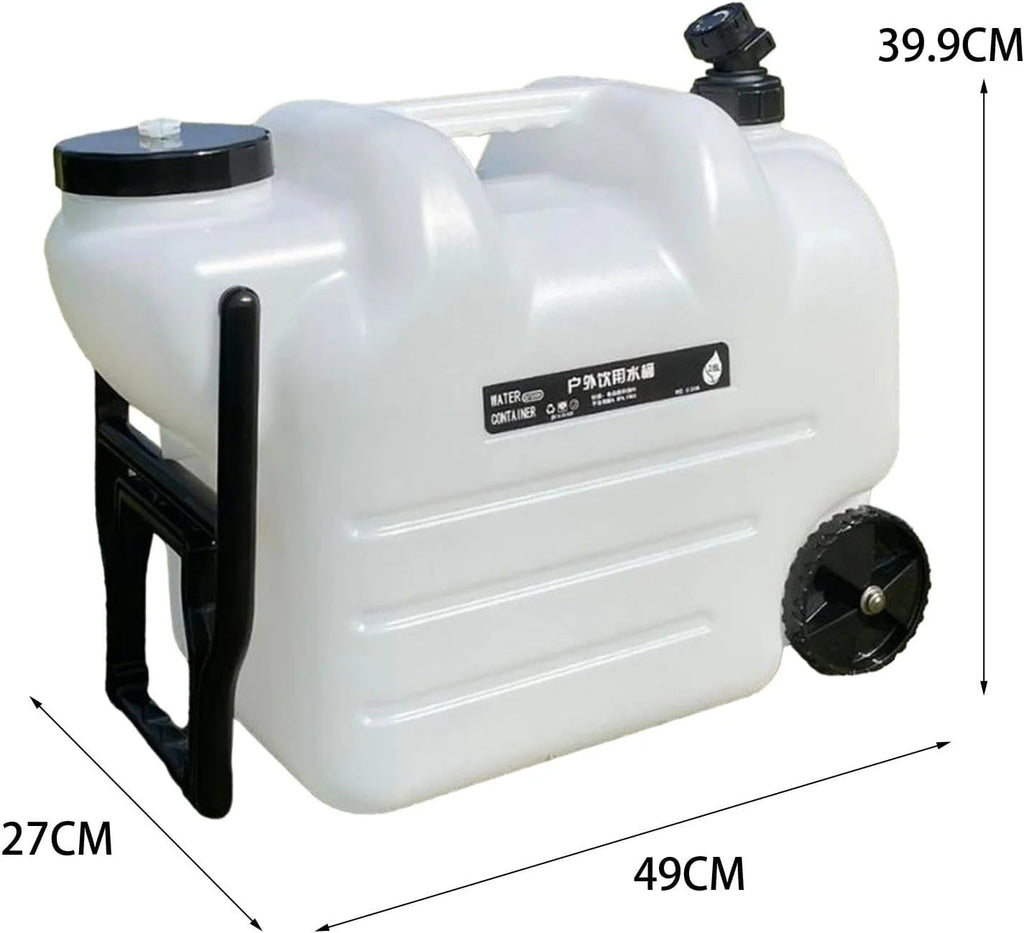 Wheeled Water Storage Container With Handle And Faucet, 28L PE, 49cmx27cmx39.9cm