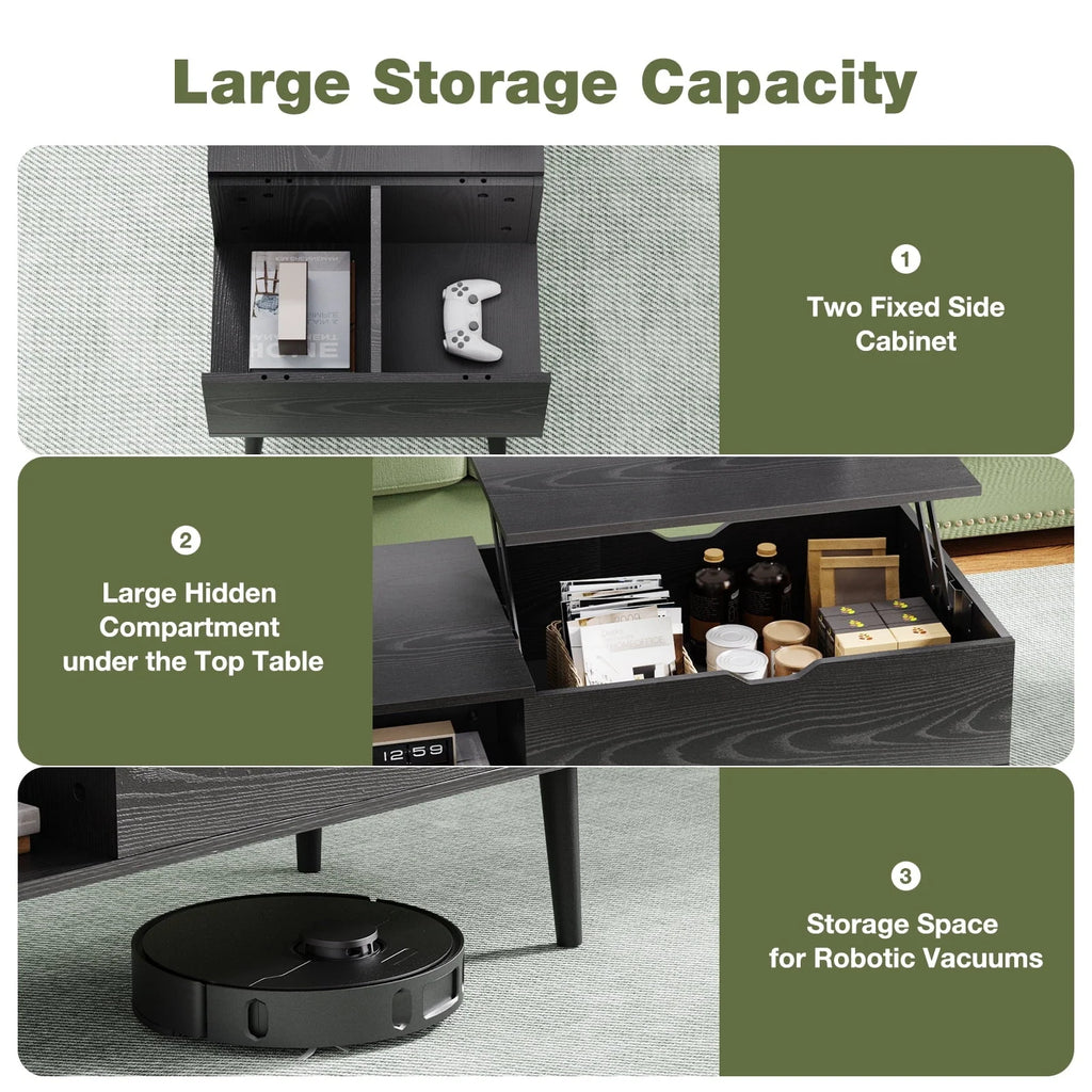 DeeHome Sweetcrispy Lift-Top Coffee Table With Hidden Storage
