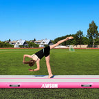 AWSUM Inflatable Air Gymnastics Training Mat, 10 ft, 13 ft, 16 ft, 4 inches Thick - With Electric Pump