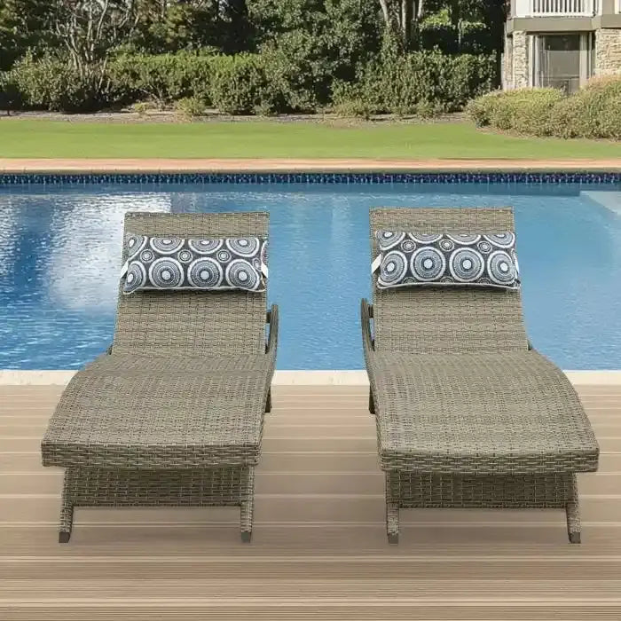 Weatherproof Wicker Chaise Lounge Set, Brown, 2-Piece