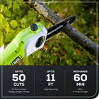 Greenworks 40V 20in Pole Saw With Hedge Trimmer Attachment, 2.0 Ah Battery And Charger
