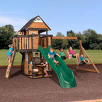 Canyon Creek Cedar Swing Set With 8-Foot Wave Slide - 183 x 188 x 119 Inches