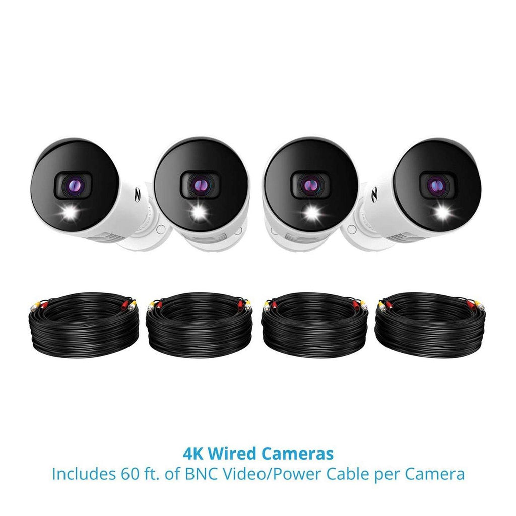 Night Owl 4 Channel 4K Bluetooth DVR With 1TB Hard Drive And 4 Wired 4K Spotlight Cameras