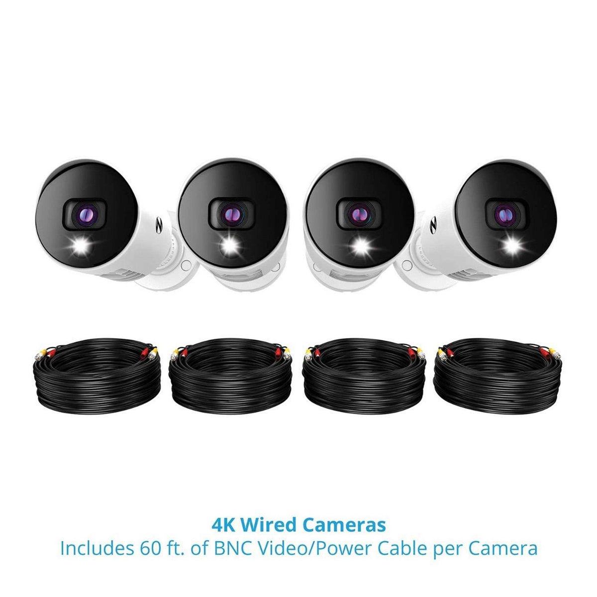 Night Owl 4 Channel 4K Bluetooth DVR With 1TB Hard Drive And 4 Wired 4K Spotlight Cameras