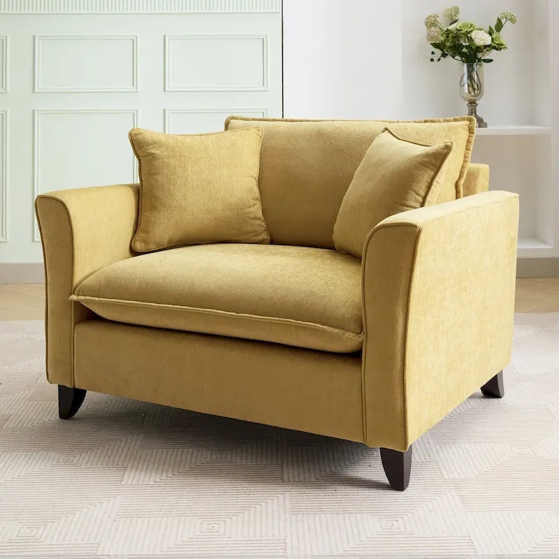 Oversized Chenille Fabric Armchair With 33.9 in Wide Seat Cushion