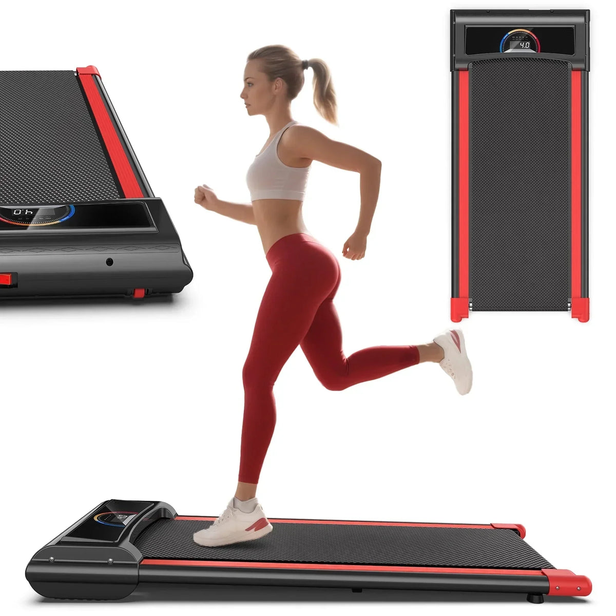FLIMDER Portable Under Desk Walking Pad Treadmill, 2.5 HP, 265 lbs Capacity, LED Display - White Or Black