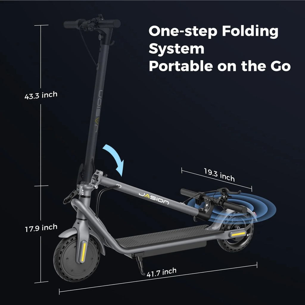 Jasion Electric Kick Scooter, 500W Peak, Up To 15.5 MPH, 19 Miles, Grey - JS2