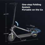 Jasion Electric Kick Scooter, 500W Peak, Up To 15.5 MPH, 19 Miles, Grey - JS2