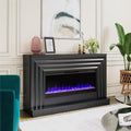 CosmoLiving by Cosmopolitan Electric Fireplace Mantel TV Stand, Black, 65 in, 42 in Insert - Rene