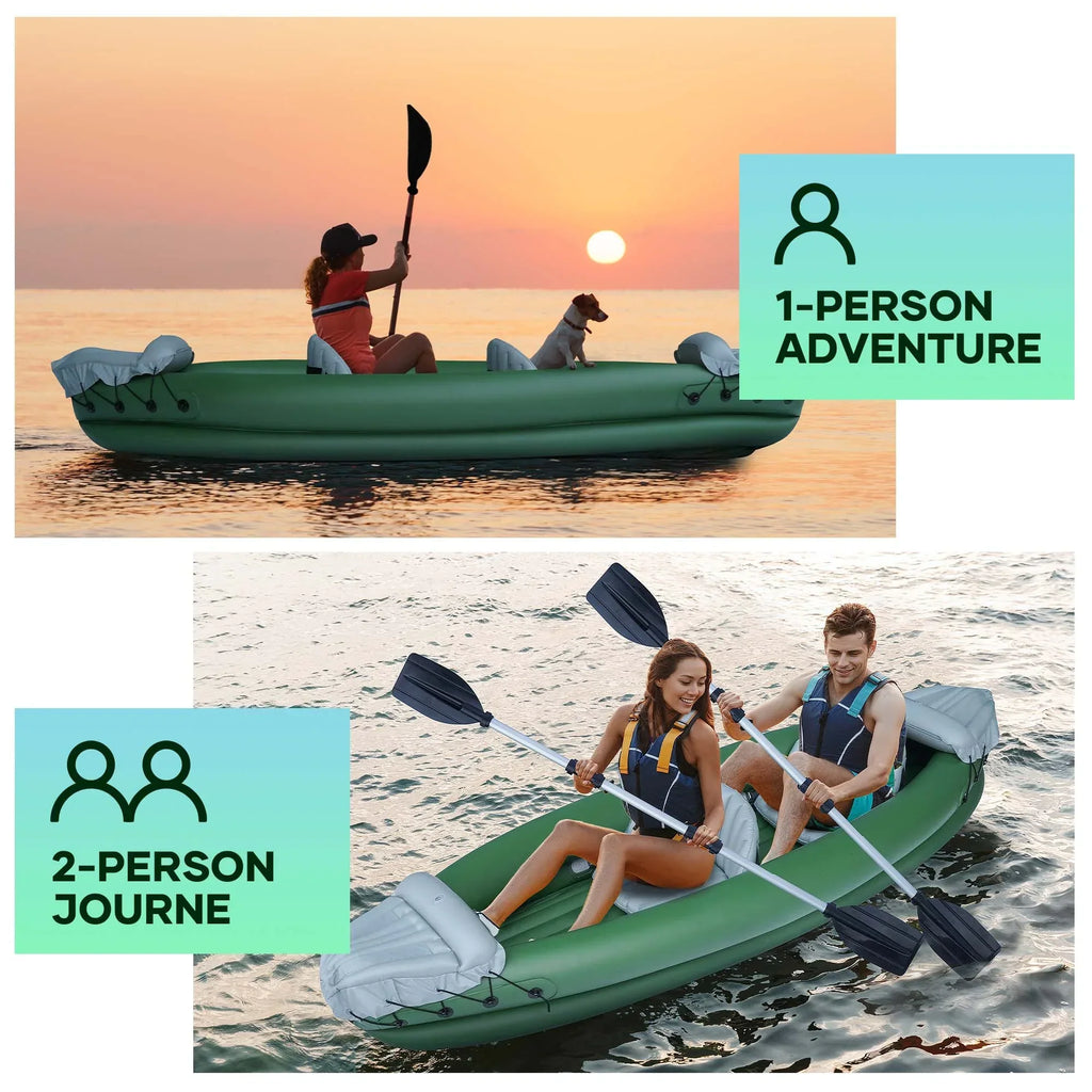 Naipo 2 Person Inflatable Kayak With Aluminum Oars, Carry Bag, Patch And Air Pump - 125.9 x 41.3 x 23.6 Inches