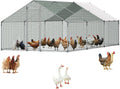 VEVOR Walk-In Metal Chicken Coop With Cover, 19.7 x 9.8 x 6.5 ft, Spire Roof And Security Lock