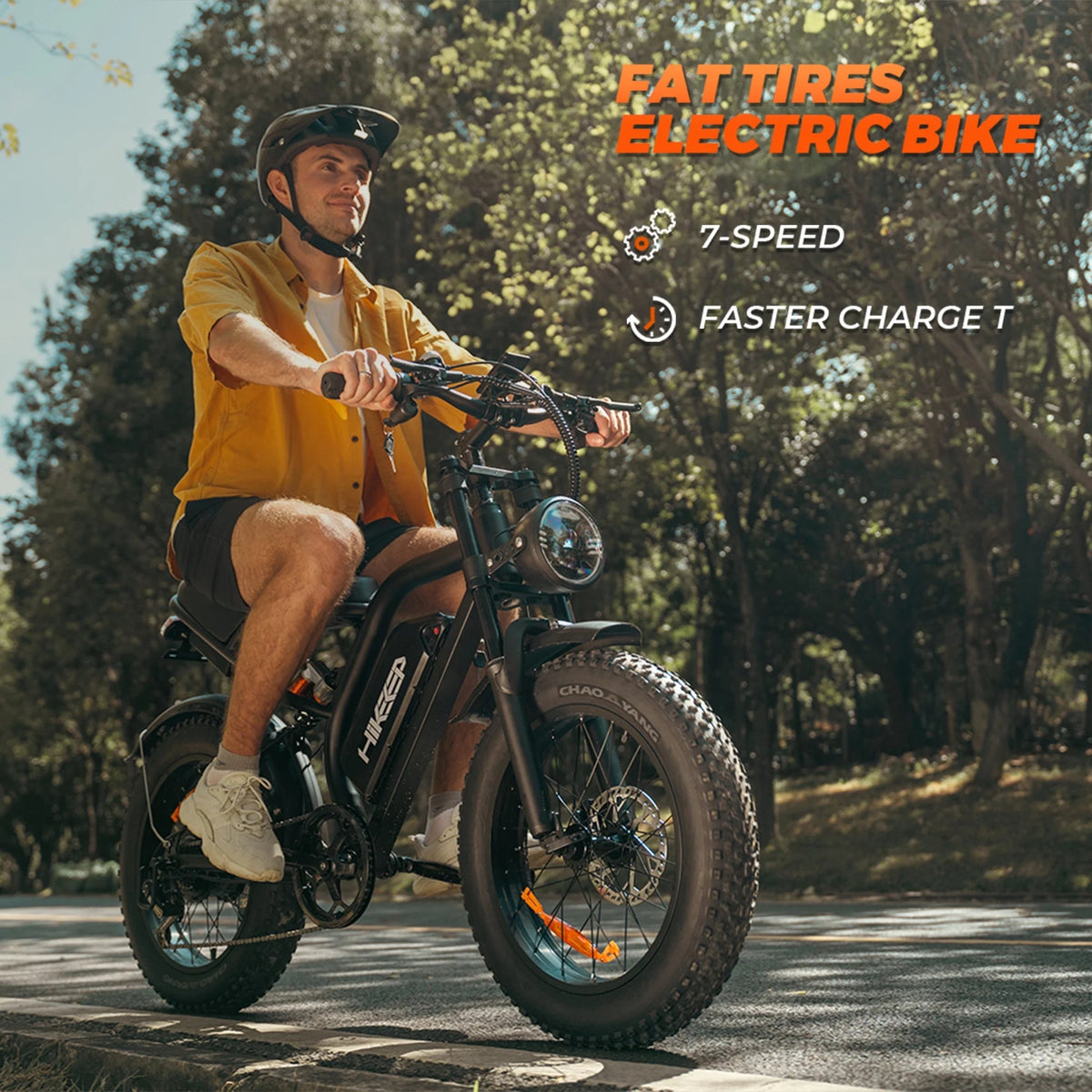 HiKeep Adult Fat Tire Electric Bike, 20 inch, 1500W Peak, 48V 15Ah, Black - K6-L-1.0