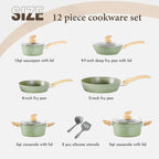 Kitchen Academy 12 Piece Green Granite Nonstick Induction Cookware Set - KA-CS01