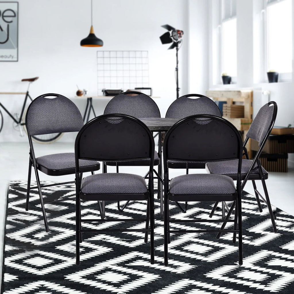 Costway Folding Chairs With Fabric Upholstered Padded Seats And Metal Frame - Set Of 6