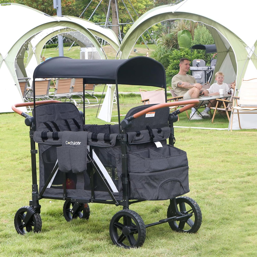 Cochildor 4 Seater All-Terrain Wagon Stroller, 300 lb Capacity, Light Grey - ST4N