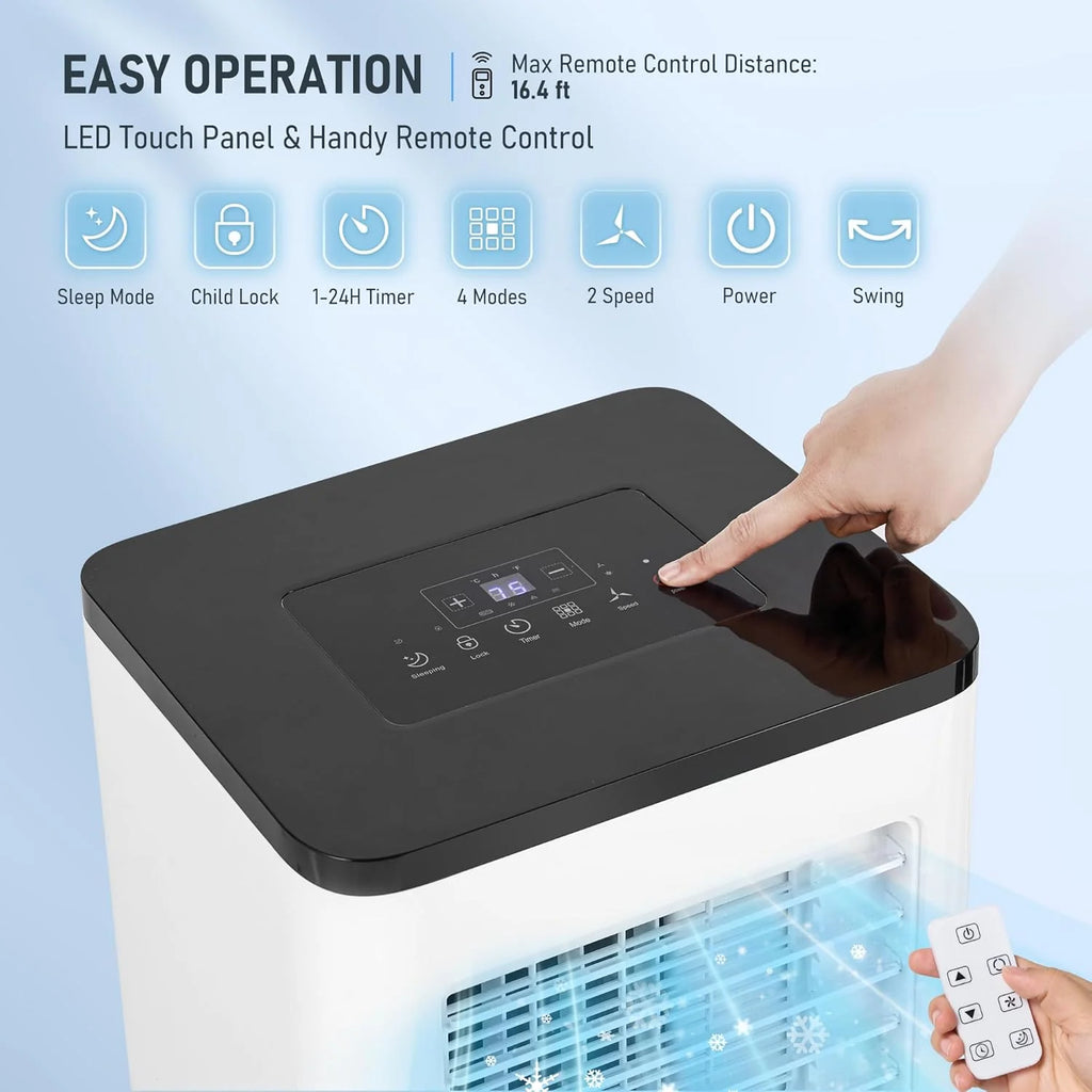 Portable Air Conditioner, 10000 BTU 3-in-1 Cooling, Dehumidifier And Fan - White