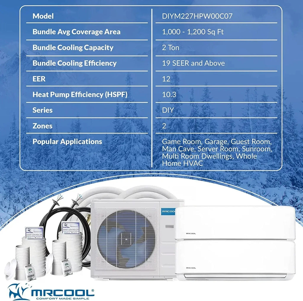 MRCOOL Multi-Zone DIY 2-Zone Ductless Heat Pump - White