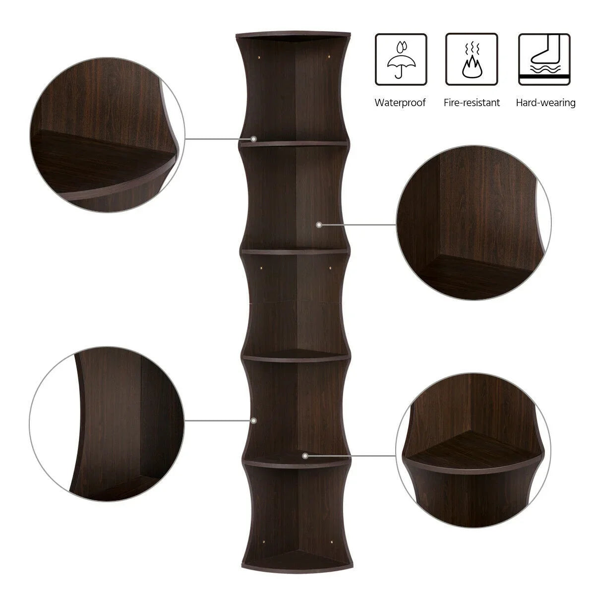 Nesuncia 77in H 5 Tier Corner Shelf Plant Stand Open Bookshelf