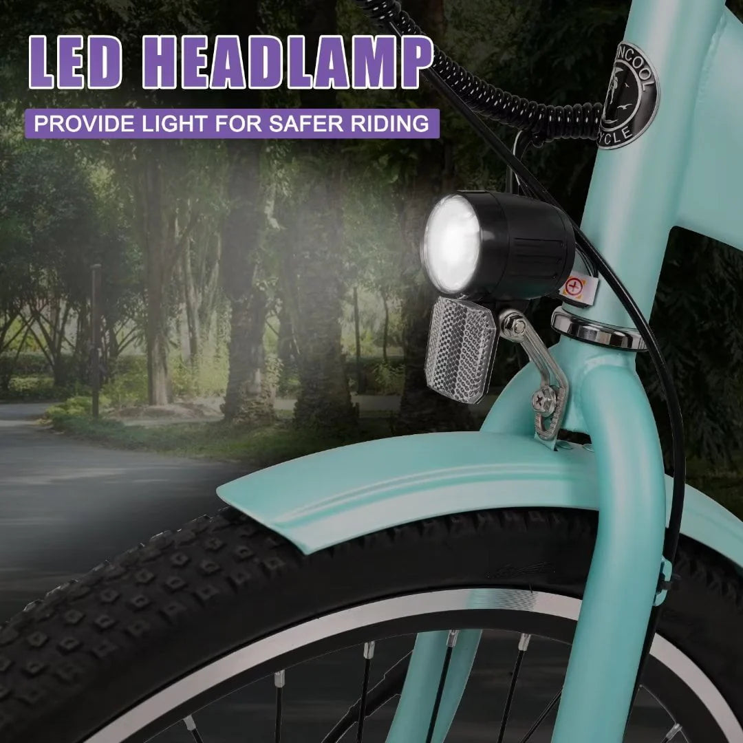 Docred 24in Electric Tricycle, 7 Speed 3 Wheel E-Bike With Large Basket, 350W 36V 10.4Ah - 15.5 MPH