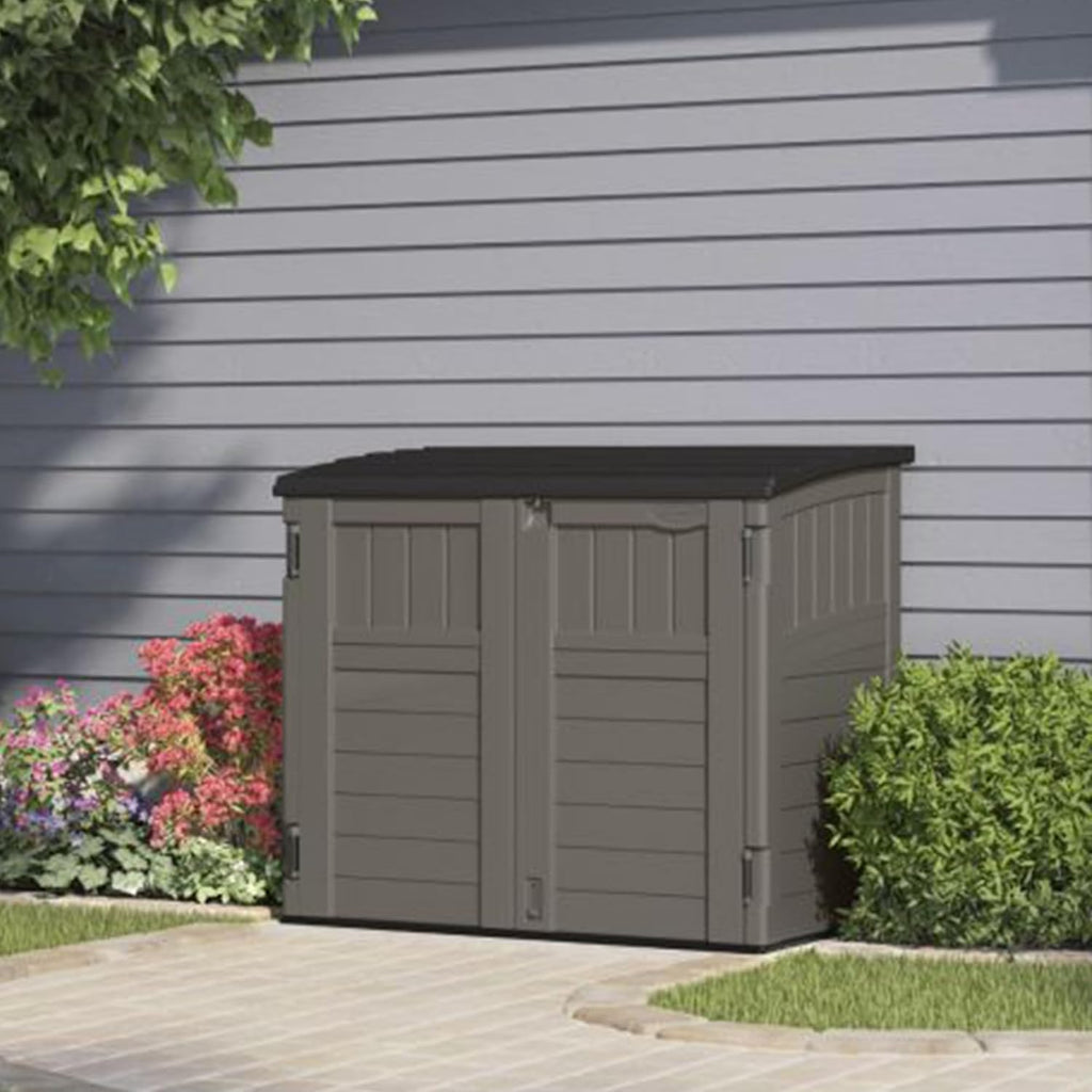 Suncast Horizontal Resin Storage Shed, 34 Cu Ft, Floor Included, Stoney Black