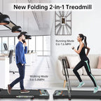 Real Relax 2 In 1 Folding Treadmill, 2.25HP, 42.5x17 Inch Belt - Home Office