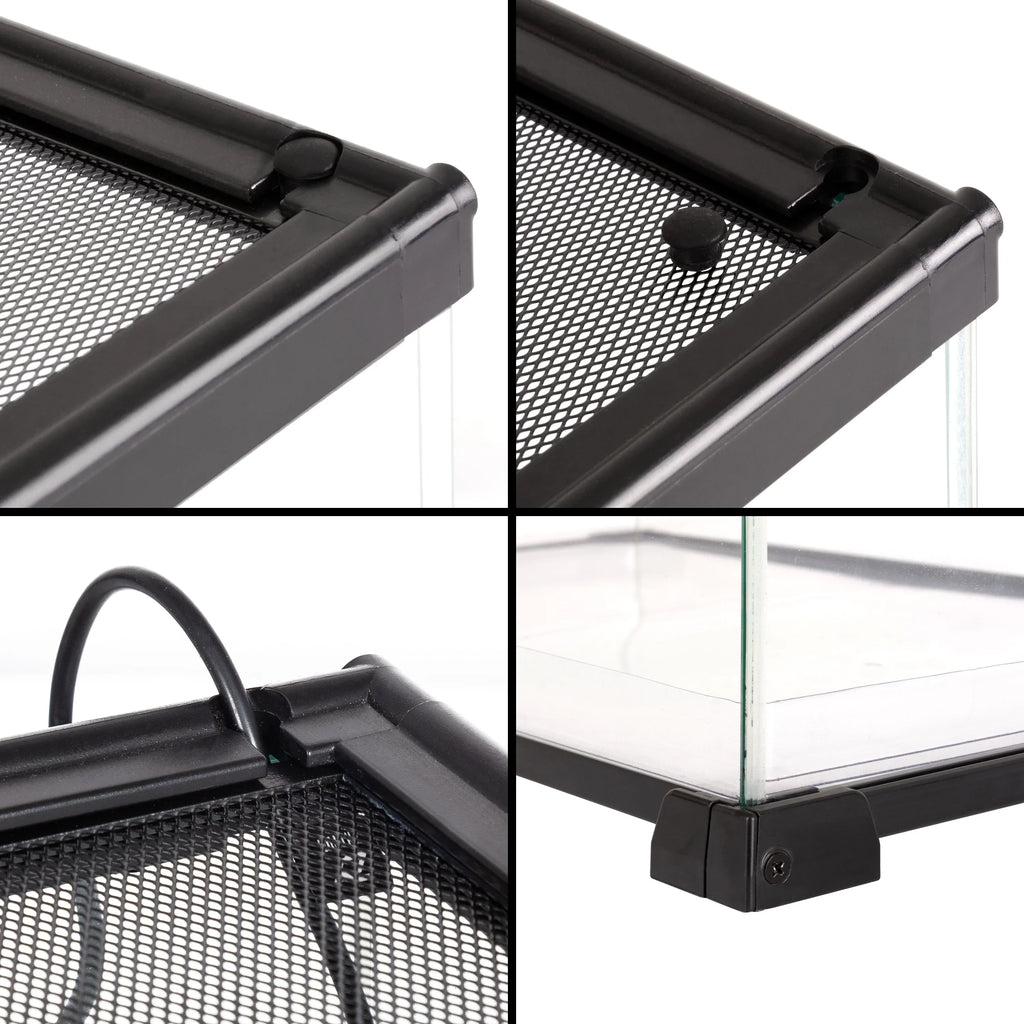 REPTIZOO Knock-Down Mini Glass Reptile Habitat, 20in x 12in x 10in, 10 Gallon