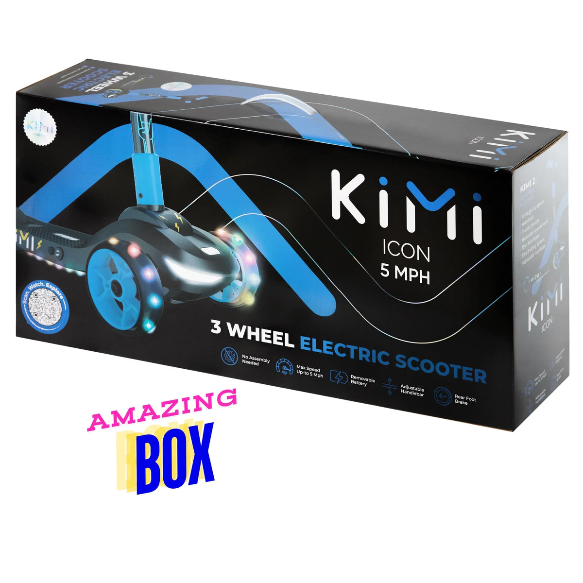 KIMI Kids 3-Wheel Electric Scooter, Adjustable, Ages 2-9, 5MPH, 10 Miles Range