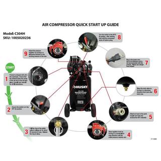 Husky 30 Gal. 175 PSI Oil Lubed Belt Drive Portable Vertical Electric Air Compressor - C304H