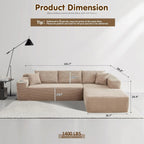 ovios 104in L-Shape Sectional Sofa With Chaise, Grey Plush Corduroy Fabric