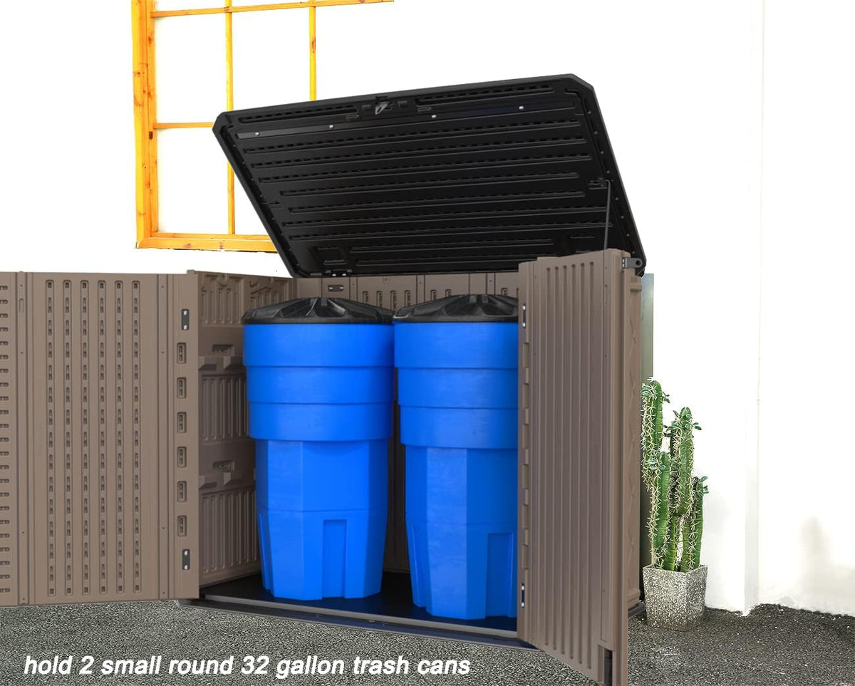 Horizontal Resin Outdoor Storage Shed, 34 Cu.ft, Brown