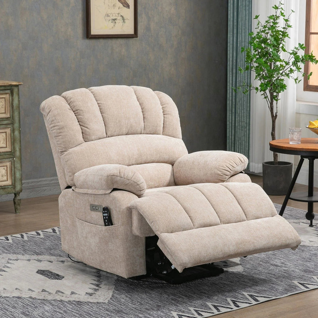 Comfort Stretch Power Lift Recliner Chair With 8-Point Vibration Massage, 24 in Seat Width, 25 in Seat Depth, 20 in Seat Height