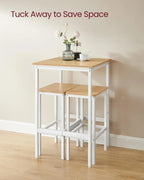 Square Bar Table And 2 Bar Stools Set, Golden Oak And Cloud White
