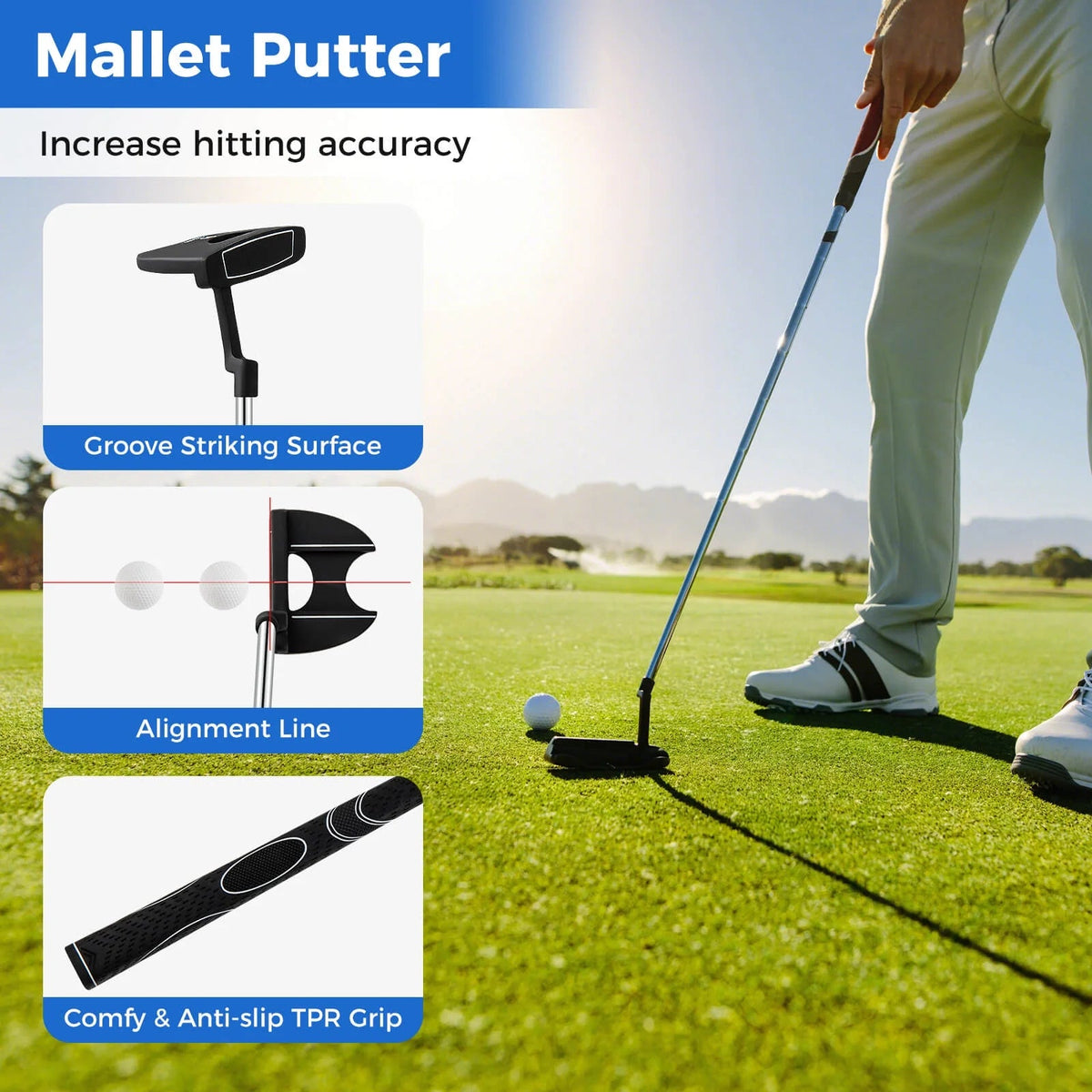Costway Men's Complete Golf Club Set 10 Pieces With 460cc Alloy Driver